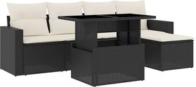 vidaXL Set mobilier de grădină cu perne, 6 piese, negru, poliratan
