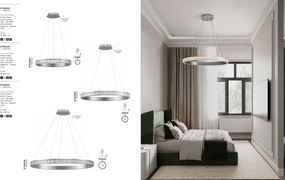 Lustra LED design circular, Otel, Argintiu, Cristal K9, ETEKEN NVL-9501216