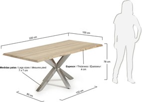 Masa Dining ARYA 220x100cm otel mat/ stejar albit C798M33 JG