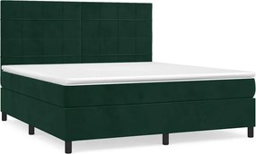 vidaXL Pat box spring cu saltea, verde închis, 180x200 cm, catifea