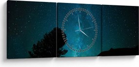 Tablou cu cerul nocturn și stele (cu ceas) (90x30 cm)