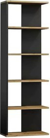 Biblioteca CORNER, negru/stejar wotan, PAL, 60x25x170 cm