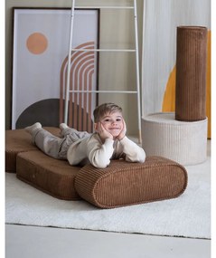 Fotoliu de copii maro cu tapițerie din catifea reiată Flip – Wigiwama