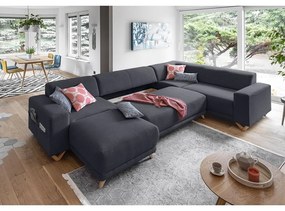 Colțar gri antracit extensibil/cu spațiu de depozitare (cu colț pe partea dreaptă/în formă de "U") Classy Sophie – Miuform