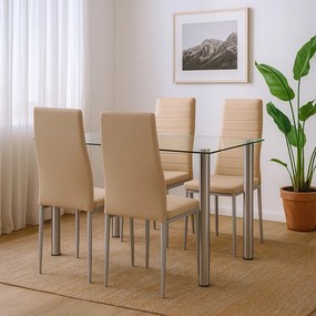 Mateo 4+1 set de luat masa bej-gri