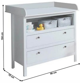 Comodă cu masă de schimbat scutece OLJE 2S, albă