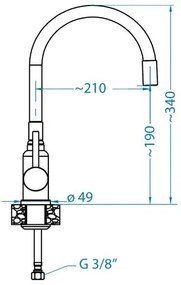 Baterie de chiuvetă cu pipă flexibilă ALVEUS 1144432 MINTAS 34 cm crom/negru