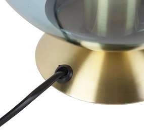 Lampă de masă Art Deco din alamă cu sticlă albastră - Pallon