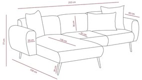 Colțar în formă de L PISA, crem, cu orientare pe stânga