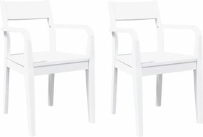 vidaXL Scaune de sufragerie 2 buc Cauciuc din lemn masiv alb