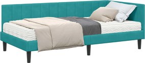 vidaXL Cadru de pat colțar cu saltea cu saltea 2 pcs Turcoaz Catifea