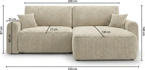 Canapea extensibila coltar reversibil NORDEN TILIA 250x140 cm, crem