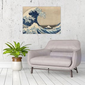 Tablou pe sticlă - Katsushika Hokusai, Under the Wave off Kanagawa, reproducere (70x50 cm)