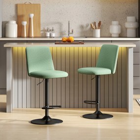 HOMCOM Lot de 2 taburete de bar pivotante căptușite cu înălțime reglabilă, cu spătar și suport pentru picioare, verde | Aosom Romania