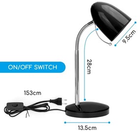 Lampă de masă 1xE27/36W/230V neagră/crom Aigostar