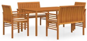 3120459 vidaXL Set mobilier de exterior cu perne, 5 piese, lemn masiv acacia