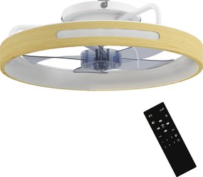 HOMCOM Ventilator de tavan cu lumină LED 40 W Motor DC reversibil Telecomandă 6 viteze 3 culori Temporizator Lemn Natural | Aosom Romania