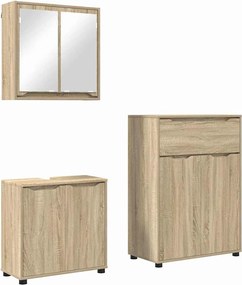 vidaXL Set de mobilier pentru baie 3 pcs Stejar Sonoma Lemn compozit