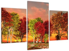 Tablou modern - copaci colora?i (90x60cm)