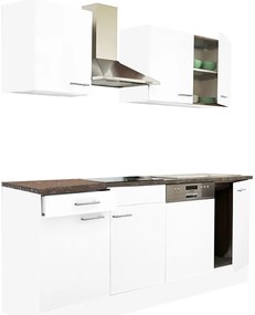 Mobilă de bucătărie Yorki 220, corp alb, cu față alb satinat