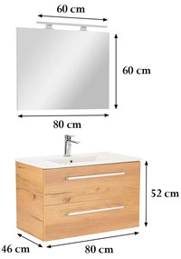 Mobilier complet de baie Vario Clam 80 stejar-stejar