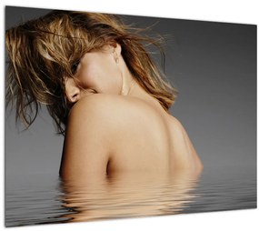 Tablou pe sticlă - Imaginea unei femei care face baie (70x50 cm)