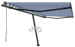 vidaXL Copertină autonomă retractabilă automat albastru&amp;alb 400x350 cm
