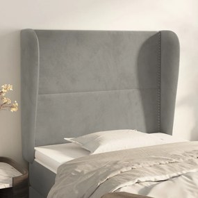 vidaXL Tăblie de pat cu aripioare gri deschis 93x23x118/128 cm catifea