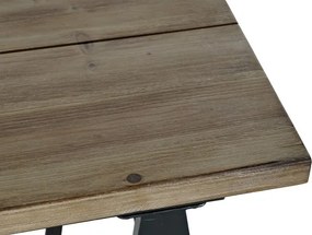 Consolă decorativă cu roți, stil industrial modern, culoare natur, din metal și lemn de molid, „Spruce”
