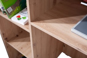 Pat pentru copii combinat 90 cm Sami 14 (Stejar artisan + negru mat + mânere albe). 1085820