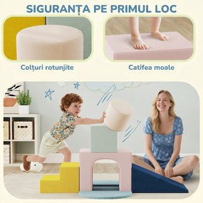 AIYAPLAY Set 8 Blocuri Moi pentru Copii 0-3 Ani de Interior, din Catifea și Spumă PU Portocalie | Aosom Romania