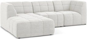 Colțar alb cu tapițerie din țesătură bouclé (cu colț pe partea stângă/cu șezlong) Aloha – Makamii