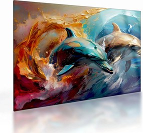 Tablou pe sticlă - Pictură de delfin (70x50 cm)
