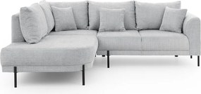 Colțar gri deschis cu tapițerie din chenille (cu colț pe partea stângă/în formă de ”L”) Mauris – Ropez