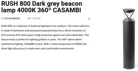 Stalp LED iluminat exterior simetric 360º IP65 RUSH 80cm 4000K CASAMBI