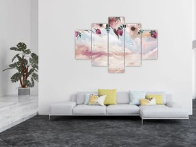 Tablou - Flori roz și marmură roz (150x105 cm)