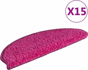 vidaXL Covorașe pentru scări, 15 buc., 65x21x4 cm, roz, semirotunde, mari