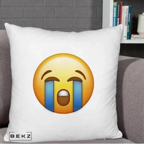 Perna Decorativa Emoji Plange, 40x40 cm, Alb Pufos, Husa Detasabila, Perna Inclusa, BEKZ®