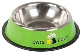 Bol metalic verde pentru caini/pisici FIDO