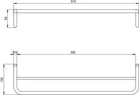 Silia Suport dublu pentru prosoape finisaj crom ADI_0631