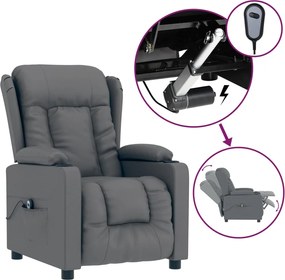 vidaXL Fotoliu rabatabil electric, gri, piele ecologică