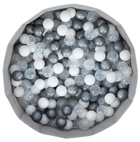 Piscină cu bile pentru copii d. 80 cm alb/gri