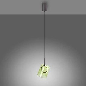 Pendul modern LED 3000K, inaltime reglabila, sticla, verde, Zula
