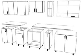 Set haaus V19, Gri Lucios/Alb, MDF, Blat Thermo 28 mm, L 260 cm