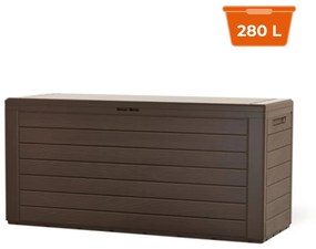 Prosperplast Cutie de depozitare WOODEBOX, 280L, 120x46x57cm, maro închis