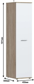 Dulap cu o usa Mambo SB-2677 191 cm stejar sonoma si alb