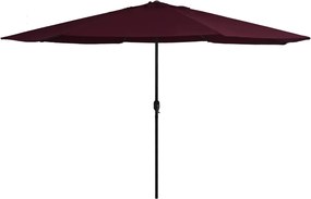 vidaXL Umbrelă de soare de grădină, stâlp metalic, roșu bordo, 390 cm