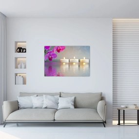 Tablou cu lumânări pe apă (90x60 cm)