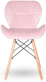 Scaune de sufragerie 4buc din catifea, roz PINK CRYSTAL
