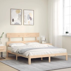 3193536 vidaXL Cadru de pat cu tăblie, king size, lemn masiv